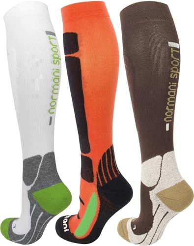 normani Sport Kompressionsstrumpf compression running socks - Kniestrümpfe Farbe Weiß/Grün Größe 43/46