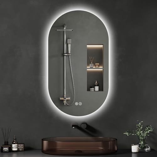 Archaluxe Badspiegel mit Beleuchtung 60x100 cm, Oval LED Badezimmerspiegel – Ansicht 1
