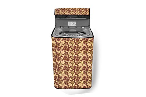 Image of Stylista Top Load Fully Automatic Washing Machine Cover Compatible for IFB 8 kg, 8.5 kg, 9 kg & 9.5 kg, Trellis Pattern Brown