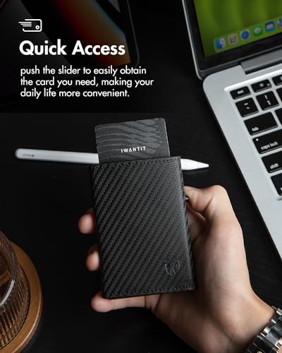 iwantit Pop Up Wallet for Men with Credit Card Holder, Finest Full Grain Leather, Minimalist Smart Mens Wallet, Trifold Slim Wallet, RFID Blocking, Front Pocket Wallet, ID Window4