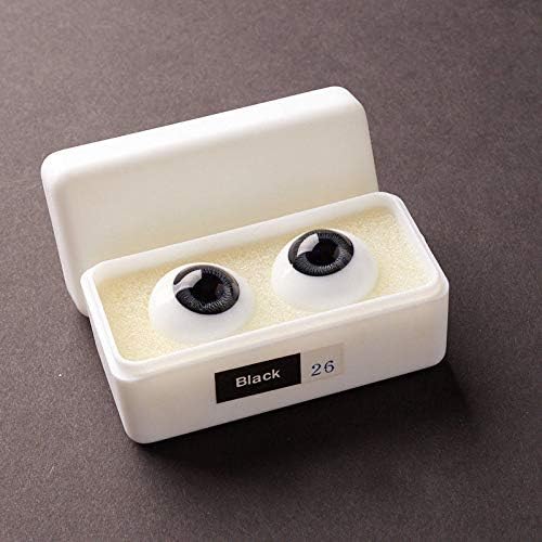 Factory Direct Craft 1 Set of Realistic Black Color Full Round Glass Eyes for Sculpture, Art, Modeling Projects & Halloween Displays | Size: 26 mm (1-1/32) Dia