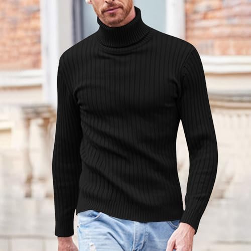 Mens Slim Fit Turtleneck Sweater Casual Soild Knitted Warm Pullover Tops Fashion Twist Winter Base Layer Knitwear4