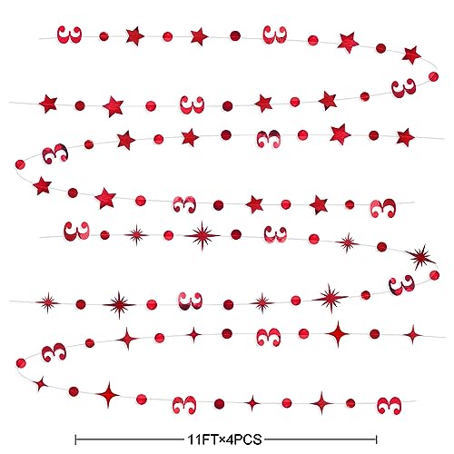 Image of Red 3rd Birthday Decorations Number 3 Circle Dot Twinkle Star Garland Metallic Hanging Streamer Bunting Banner Backdrop for Girls Boys Three Years Old Birthday 3rd Anniversary Party Decor Supplies