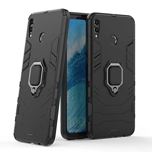 LuluMain Compatible with Huawei Honor 8X Max, Huawei Y Max Case, Metal Ring Grip Kickstand Shockproof Hard Bumper (Works with Magnetic Car Mount) Dual Layer Rugged Cover (Black)
