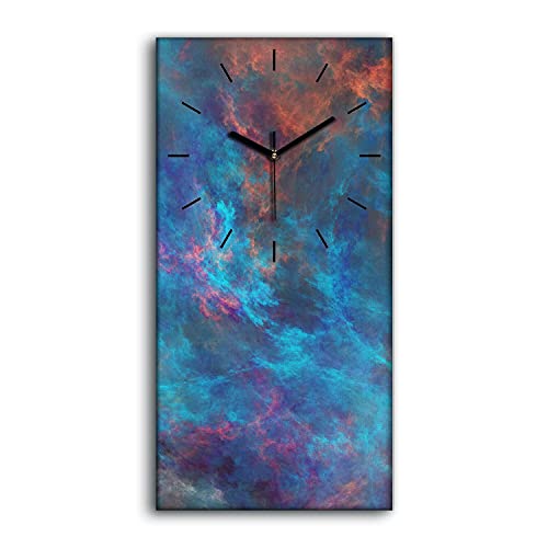 Horloge sur Toile Art Mural Abstrait de Haute Qualité aux Nuances de Clouds Bleu