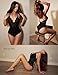 Avidlove Teddy Lingerie for Women Lace Bodysuit Snap Crotch Sexy V Neck One Piece Lingerie (Double Layers - Black, XL)