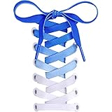 [HIGH FIVE] 靴ひも グラデーション シューレース 平紐 95cm 120cm 140cm スニーカー ローカット ハイカット かわいい 2本セット 1足分 ブルー 140cm