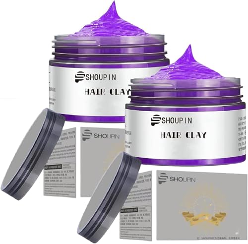 【髪染め】ふんわりヘアカラークリーム、SHOUPIN Color Hair メンズ レディース 男性用毛染め 簡単カラーリング/髪を傷めない/いい香り/オシャレな発色 発色しやすい お手入れ簡単(2個) (パープル)