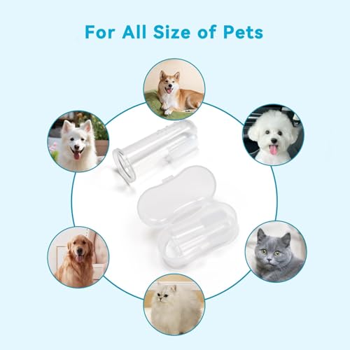 Image of Dog Toothbrush, 3 Pack Finger Tooth Brushing Kit, Food Grade Silicone Pet Toothbrush for Dogs & Cat Small Breed, Dog Toothbrush for Teeth Cleaning and Dental Care