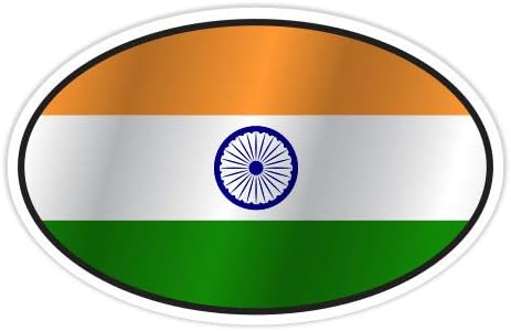 GT Graphics Bandera de la India ovalada  Adhesivo de vinilo de 3 pulgadas  para coche, laptop, casco de teléfono, casco  calcomanía impermeable