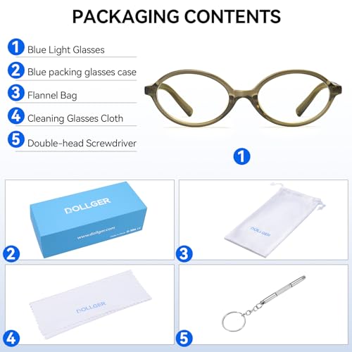 Image of Dollger Oval Blue Light Glasses for Women Men Fashion Retro 90s Small Frame Computer Glasses