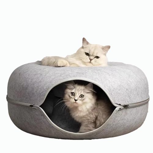 Felt Tunnel cat nest, Circular Felt Donut cat nest, Detachable cat Bed with Zipper, Suitable for Dogs, Cats, and Dogs to Sleep in All Seasons