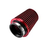 Kit de filtro de cono de admisión de aire frío de carbono for coche, carcasa de cubierta for coche de carreras deportivas, motor de alto flujo de 76 mm y 3 pulgadas(Red)