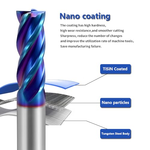 Image of Carbide Square End Mills-4 Flute HRC65 TiSiN Coated,for Milling Alloy Steels, Hardened Steel, Metal etc.1 Pcs D4x50mm