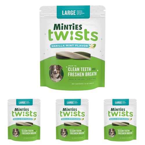 Image of Minties Twists VetIQ Dog Dental Bone Treats, Dental Chews for Medium /Large Dogs (Over 40 Lbs), 40 Count (Pack of 4)