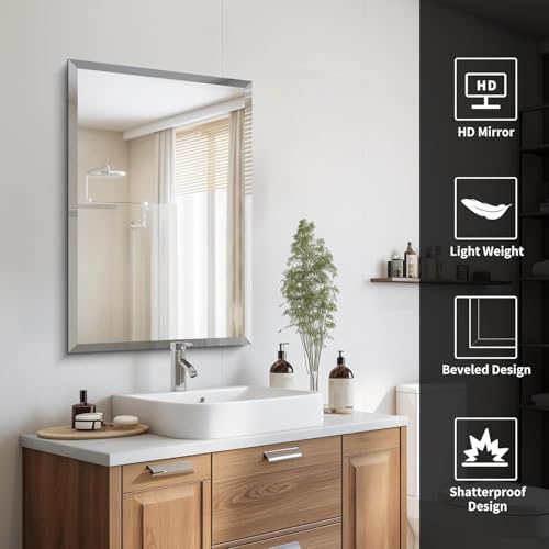 Image of Creative Arts n Frames 5mm Long Big Size 15x21 inch Beveled Smooth Edges Rectangular Wall Mount Mirror Home Decor Items (15x21 inch Beveled HD Mirror)