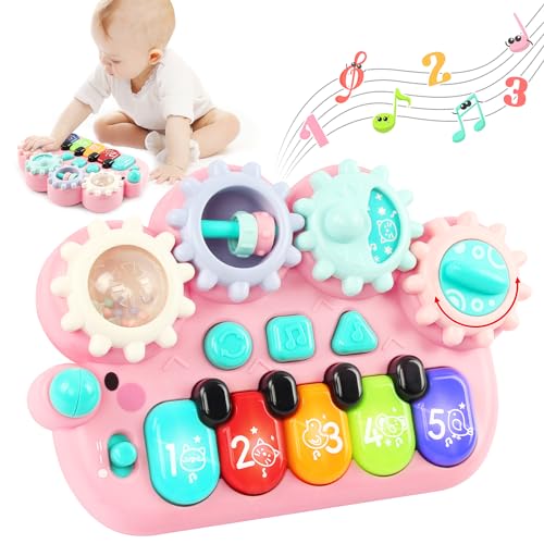 Image of BAOLI Baby Piano Toys 18 Months, Kids Piano Keyboard with Gears Game, Light Up Musical Toys for Toddlers Boys Girls, Early Educational Music Toy, Kids Birthday Gift Pink