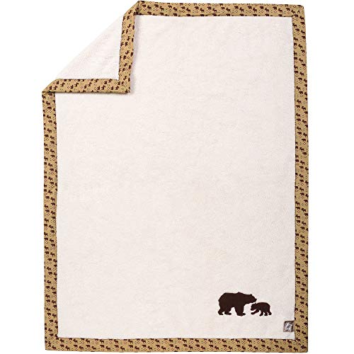 Northwoods Bear Framed Coral Fleece Baby Receiving Blanket - 30 by 40 Inch