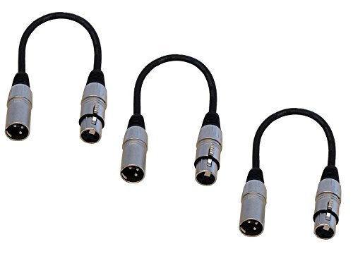 Audio2000'S Adc203Mx3 3-Pack Xlr Male To Xlr Female Balanced Audio Cables Patch Cables, 1 Foot (Tip To Tip) #TOP3