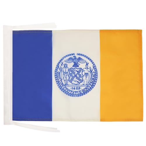 AZ FLAG - Drapeau New York City - 45x30 cm - Pavillon Amérain - Usa 100% Polyester Avec Deux Cordelettes - 20g