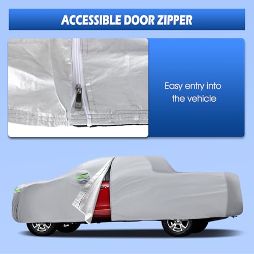 Image of Car Cover Custom Fit for Chevrolet Colorado Short Bed, Migaven Waterproof Full Exterior Cover Sun Rain Protection with Door Zipper
