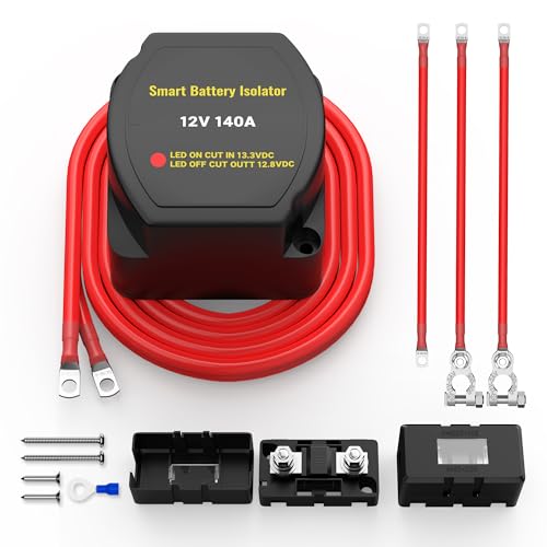 Dual Battery Isolator Kit 12V 140Amp Waterproof Voltage Sensitive Relay Smart