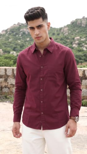 Image of Amazon Brand - INKAST Men Solid Cotton Shirt | Casual Wear | Basic Essential Plain Everyday & Office Wear | Full Sleeve | Regular Fit