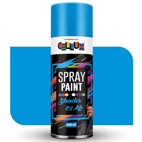 Image of Cellux 2X Ultra Cover Fluorescent Blue Spray Paint | DIY, Quick Drying with Premium Gloss Finish for Metal, Wood, Wall & other Surfaces - 400 ML