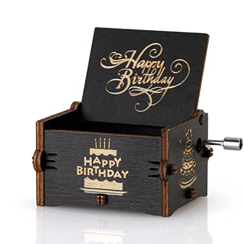Image of Zesta Wooden Happy Birthday Music Box - Vintage Hand Crank Musical Gift for Men, Women, or Children