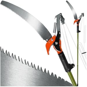 tectake® Astschere Teleskop mit Seilzug und Säge, Handsäge, max. Arbeitshöhe 4 Meter, Baumsäge, Baumschere Hochentaster, Gartenwerkzeug mit Teleskopstange mit Sägeblatt 161-258 cm ausziehbar