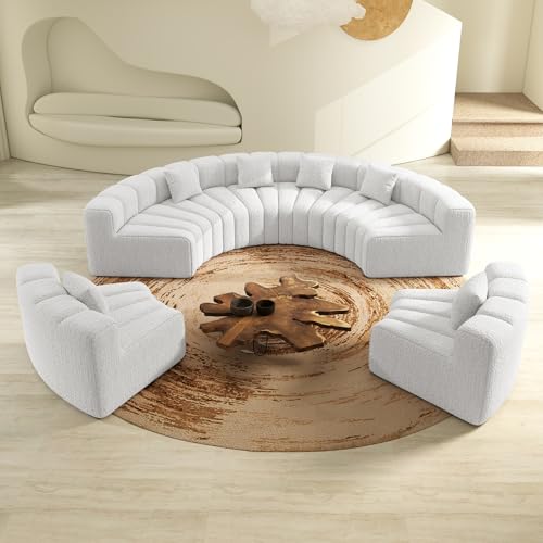 Oversized Curved Sofa, 6 Seater Modular Velvet Cloud Couch, Modern
