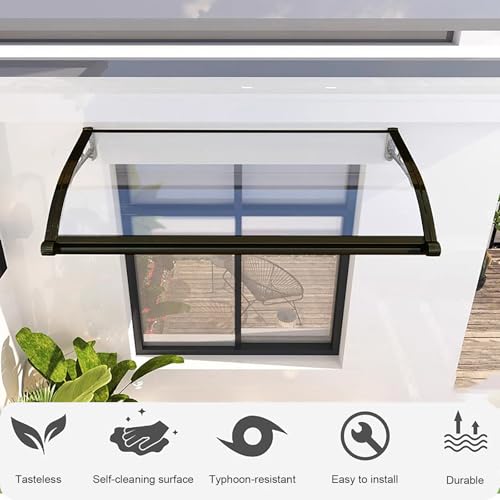 Auvent de porte moderne 80x120 cm transparent abri d'entrée - 6