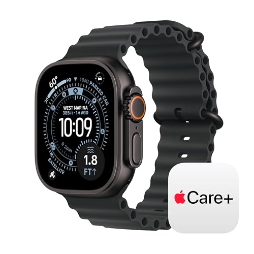 Image of Apple Watch Ultra 3 [GPS + Cellular 49mm] Running & Multisport Smartwatch w / Rugged Titanium Case w / Black Ocean Band w / AppleCare+ (2 years)