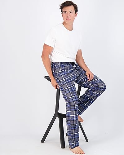 3 Pack: Mens Big & Tall King Size Pajama Pants Cotton Super Soft Pajamas Men Flannel Bottoms Fleece Buffalo Plaid Pj Lounge Pants Sleepwear Pijamas Para Hombres Woven Button Fly - Set 5, 3X Tall #TOP4