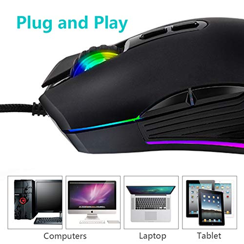 Iulonee Type C Mouse, Wired Usb C Mice Gaming Mouse Ergonomic 4 Rgb Backlight 3200 Dpi Compatible With M@C, Matebook, Chromebook, Hp Omen, Windows Pc, Laptop And More Usb Type C Devices (Black) #TOP1