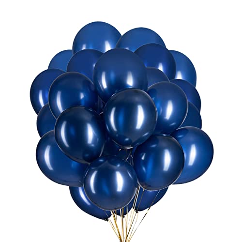 100 Pièces Ballon en Latex Helium Bleu Marine,12 Pouces Bleu Foncé Ballon Baudruche pour Mariage Anniversaire Fiançailles Graduation Décorations de Fête