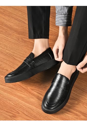 Large-Size Men's Casual Shoes - Fashionable Leather Shoes, with Thick Sole Design, Suitable for Daily Life or Work.4