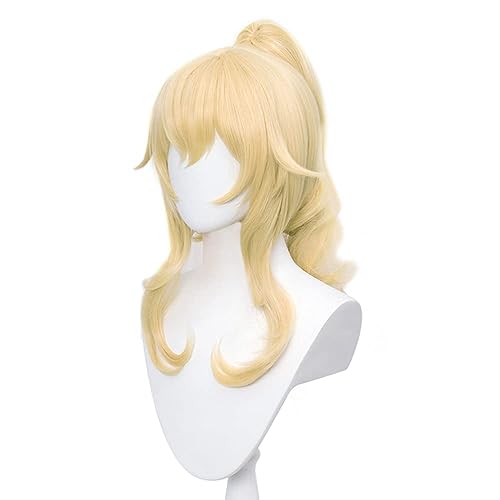 C-ZOFEK Bowsette Blonde Wig With Ponytail Clip Wavy Long Cosplay Hair Halloween Women (Gold) - Gold