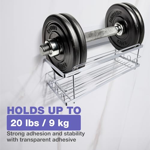 KINCMAX Iron Shower Caddies - Self Adhesive Bathroom Shelves for Showers - Wall Organiser Shampoo Holder Shelf - Peel and Stick On Caddy Bath Tub Rack - Pack of 2 Holders - Silver - Cosy Home Interiors KINCMAX Iron Shower Caddies - Self Adhesive Bathroom Shelves for Showers - Wall Organiser Shampoo Holder Shelf - Peel and Stick On Caddy Bath Tub Rack - Pack of 2 Holders - Silver - Image 4