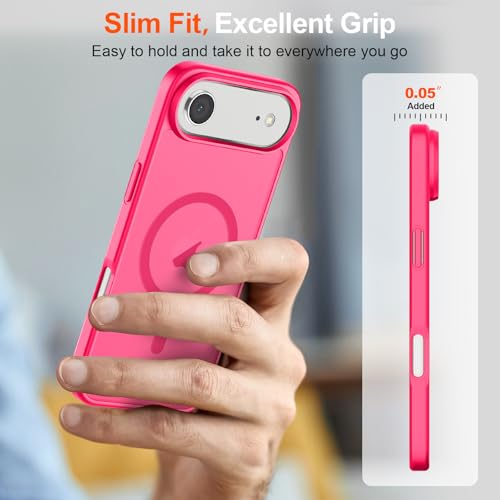 Image of SUPFINE Magnetic for iPhone Air Case (Compatible with MagSafe)(Military Grade Drop Protection) Slim Translucent Matte Shockproof with Anti-Fingerprint Phone Cover for 17 Air,Hot Pink