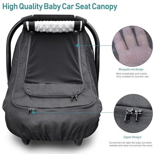 Image of Waterproof Baby Car Seat Cover，YVMVDV Patented Cold Weather Carseat Cover for Babies,Infant Car Seat Cover Canopy for Boy Girls,Windproof Car Seat Canopy, Keeps Babies Warm and Cozy Black