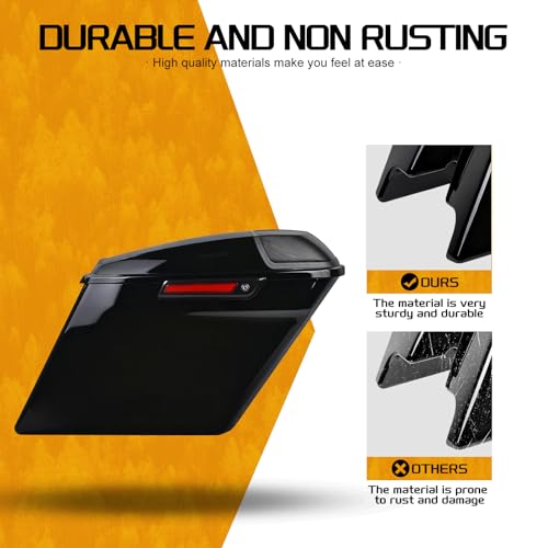 Alforjas duras extendidas con tapa para parlantes de 5" para Harley Touring Street Glide Road King Electra Glide CVO Ultra-Classic 2014-2023 con pestillos negros miniatura 6