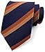 Rosiika Men Navy Bronze Copper Stripe Jacquard Tie Fashion Unique Necktie For Groomsmen Big Boy Youth Son