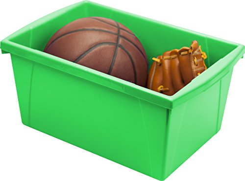 Image of Storex 5.5 Gallon Storage Bin with Lid - Plastic Classroom Organizer for Books and Supplies, Green, 6-Pack (62744U06C)