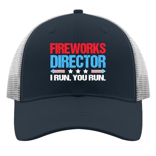 Image of Fireworks Director I Run You Run Golf hat Trucker Cap Marine Blue Mens Hats and caps Gifts for Mom Cool Cap