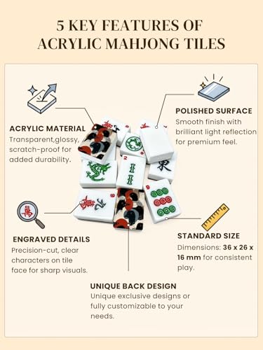 Set de fichas American Mahjong con estuche y dados miniatura 3