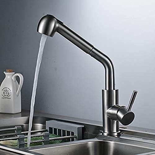 TLLCHYL Grifos de Cocina Grifo de Cocina Grifo de Acero Inoxidable Grifo Monomando para Fregadero de Cocina Grifo Mezclador de 2 Funciones Grifo con caño extraíble y Giratorio Níquel Cepillado