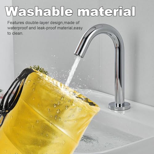 Image of Collapsible Trash Can Car Garbage Bag - Leather Pop-up Car Trash Bin with Elastic Band - Hanging Foldable Garbage Can Vehicle Waste Basket Bin - Double-Layer Washable Bag for Cars Camping (Gold)