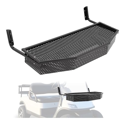 WUTIST Front Cargo Basket Compatible with Icon/Advanced EV Golf Cart W/Mounting Brackets Black Steel Powder Coated Storage Basket