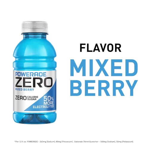 Image of POWERADE Electrolyte Enhanced Zero Sugar Mixed Berry Sports Drink, 12 Ounce (Pack of 8)